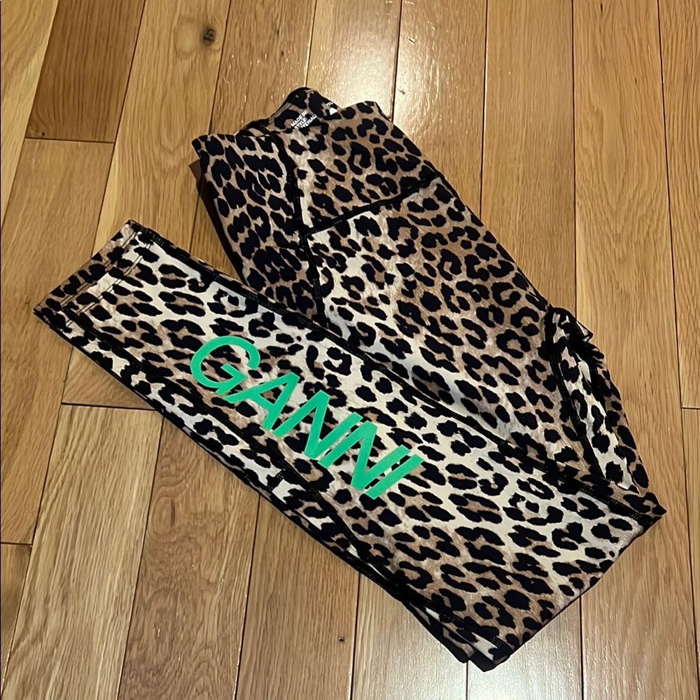 GANNI Leopard Print Kids Leggings - Picture 3 of 4